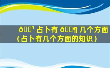 🌹 占卜有 🐶 几个方面（占卜有几个方面的知识）